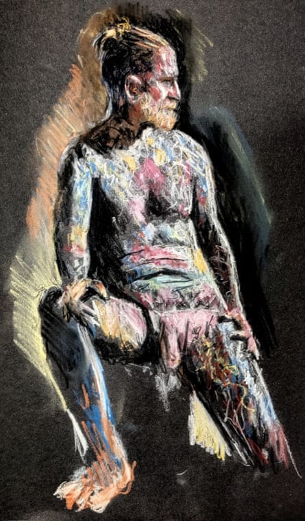 A drawing of life model Craig Dyson.