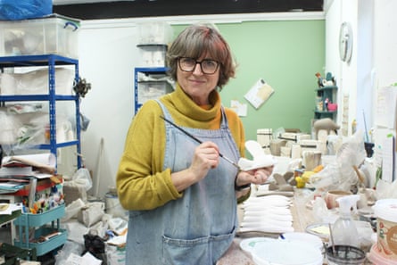 Ceramics artist Hannah Turner in her studio. She has accused The Reject Shop of copying her design for a flamingo-shaped egg cup.