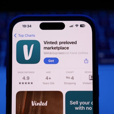 The top half of a phone screen showing the Vinted app on the Apple app store.