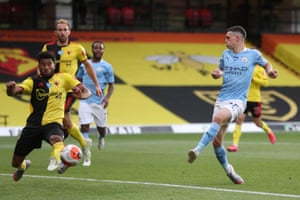 Phil Foden taps home City’s third goal from close range.