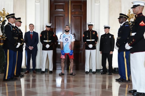 Canadian mixed martial artist Aiemann Zahabi prepares to make his entrance ahead of his fight with Sean O’Malley.