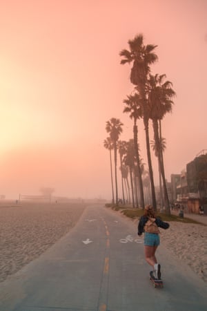 United skates.
I am a Los Angeles-based photographer and love taking pictures down at the beach. The fog took over Venice Beach on this day, and provided this skateboorder with an atmospheric commute down the boardwalk. • Follow Darin on Instagram • Follow Guardian Travel on Instagram, use the tag #guardiantravelsnaps