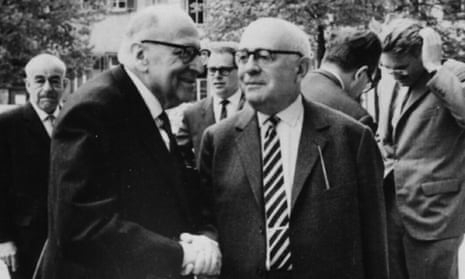 max horkenheimer and theodor adorno in heidelberg in 1964