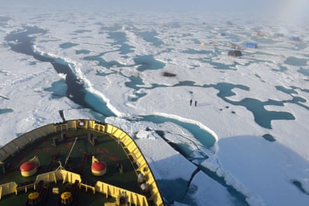 The evacuation of the drifting scientific seasonal station the North Pole on the Captain Dranitsyn ice breaker, August 2015 in Murmansk region, Russia.