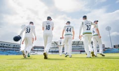 Yorkshire players take to the field in the County Championship.