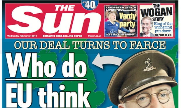 The Sun: critical of David Cameron’s concessions from the EU.
