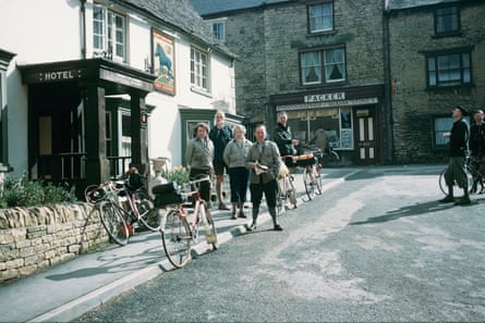 A group poses for pictures outside the Blue Boar in Chipping Norton, Easter 1959