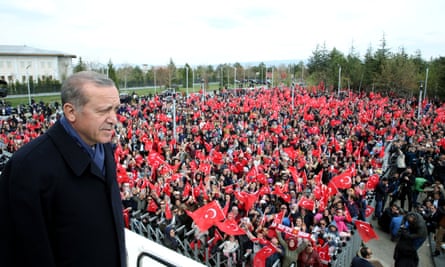 Erdoğan addresses his supporters in Ankara.