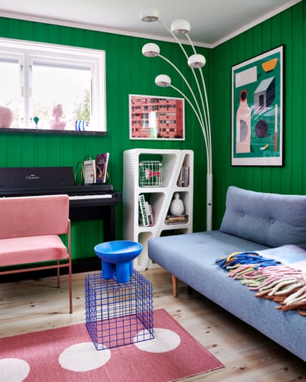House of fun: Åhlén’s home is a unique combination of clashing colours and old and new design.