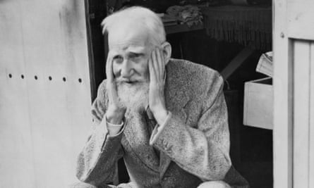 George Bernard Shaw sits in the doorway of the garden shed at his home in Ayot St Lawrence, Hertfordshire, 1946.