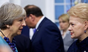 Theresa May with Lithuanian president Dalia Grybauskaitė at the European Union summit in Malta last week