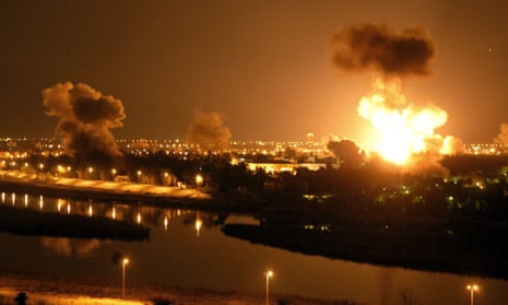 The Iraqi capital on the second night of heavy shelling by US cruise missiles and jet fighters, 21 March 2003.