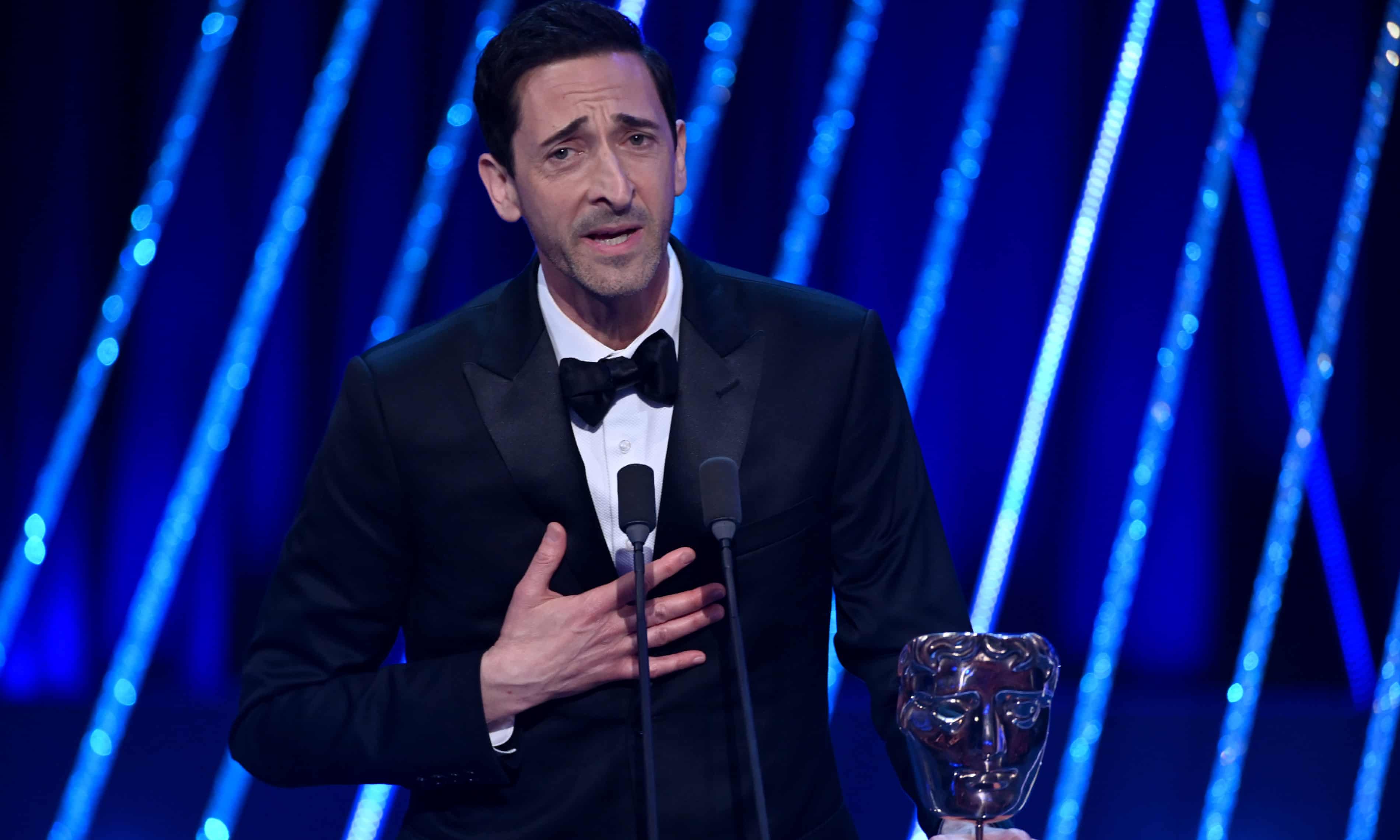 Adrien Brody accepts the leading actor award for The Brutalist. Photograph: Stuart Wilson/BAFTA/Getty Images for BAFTA