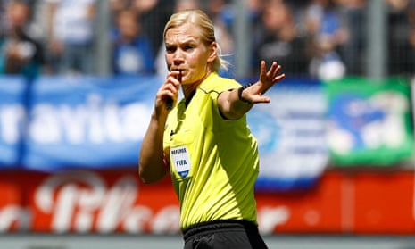 Bibiana Steinhaus officiates at the league match between MSV Duisburg and FSV Zwickau on Saturday in Duisburg, Germany