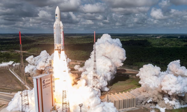 The Ariane 5 rocket with a payload of four Galileo satellites lifts off from ESA’s European Spaceport in Kourou, French Guiana last year. 
