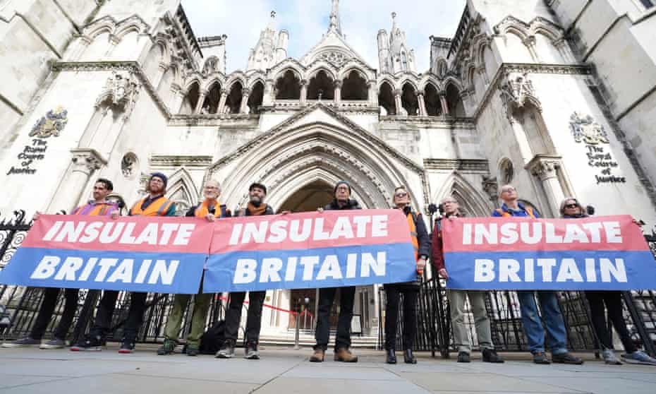 Insulate Britain activists outside the Royal Courts of Justice in London.