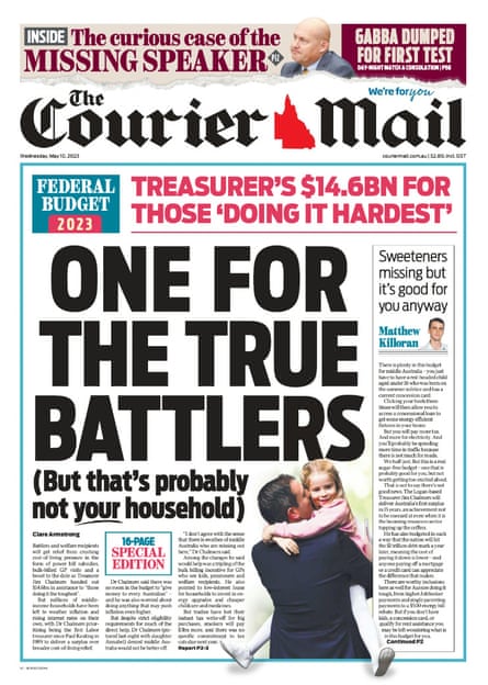 The front page of The Courier Mail on Wednesday morning.