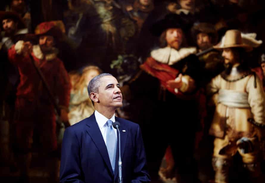 Barack Obama visting the Night Watch in 2014