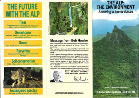 ALP brochure from Australia’s 1990 federal election with a message from Bob Hawke.