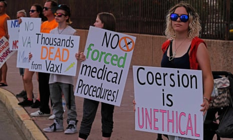 A protest against vaccine and mask mandates proposed by Tucson mayor Regina Romero. 