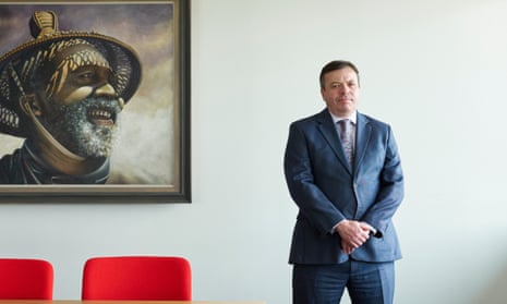 Arron Banks in the boardroom at his office in Bristol last month.