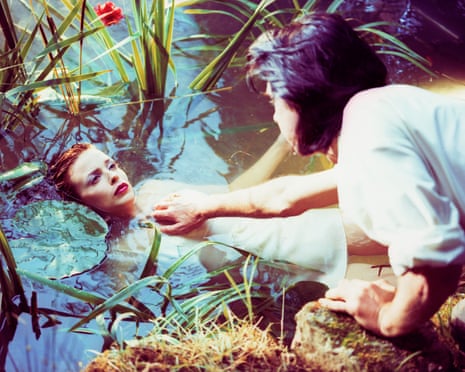 Nick Cave and Kylie Minogue making a video for their duet, Where the Wild Roses Grow, in 1995. They are among Australian artists whose music has been used to train AI.