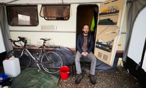 Tim Jones in his caravan
