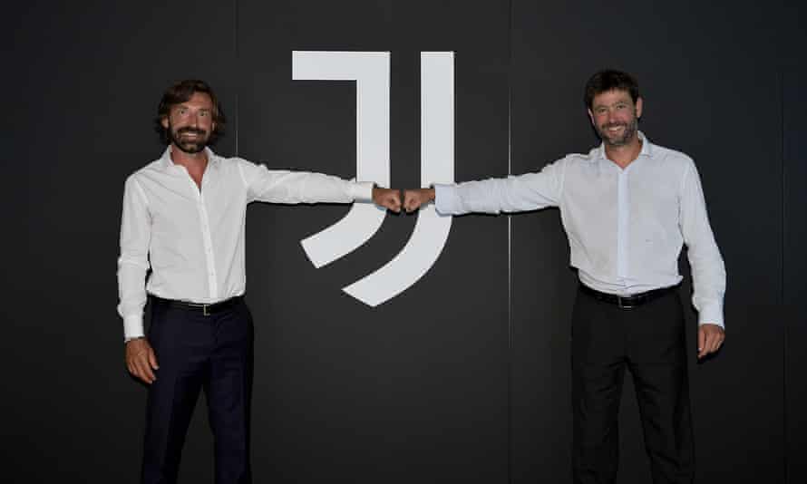 Andrea Agnelli strikes a pose with Andrea Pirlo at the Juventus manager’s unveiling last July.