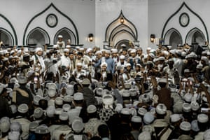 Men take part in religious gathering in Tarim, Yemen