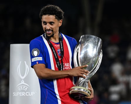 Marquinhos with the Uefa Super Cup.