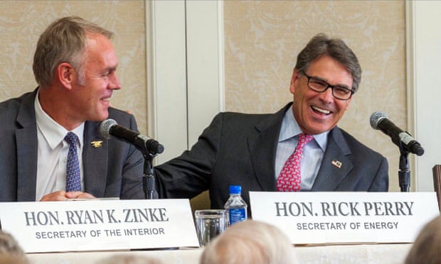 Ryan Zinke and Rick Perry: close allies.