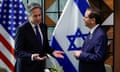 US secretary of state Antony Blinken meets Israeli President Isaac Herzog in Tel Aviv.