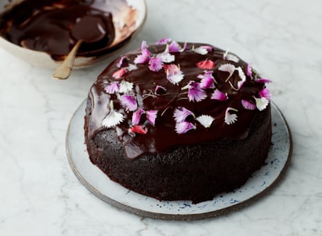 The dark delight: Anna Jones’s vegan chocolate fudge cake.