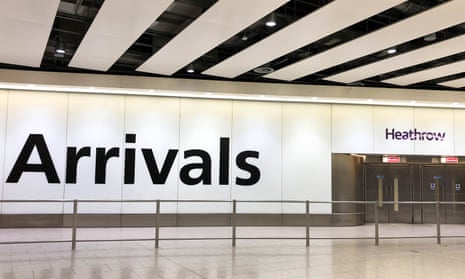 Empty arrivals hall at Heathrow airport, UK.