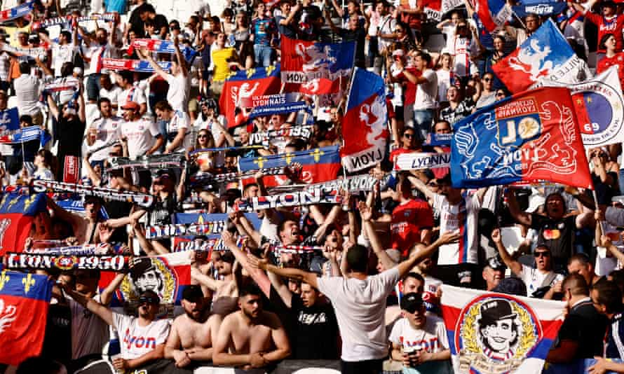Lyon fans bring the noise at the Juventus Stadium