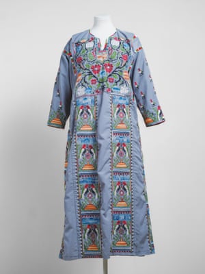 Blue dress with flower motifs