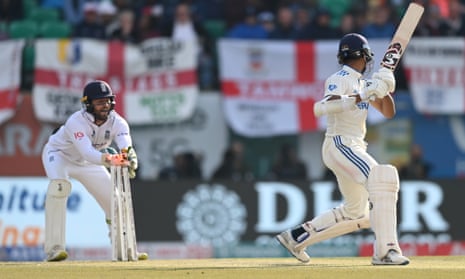 Yashasvi Jaiswal of India is stumped by England wicketkeeper Ben Foakes.