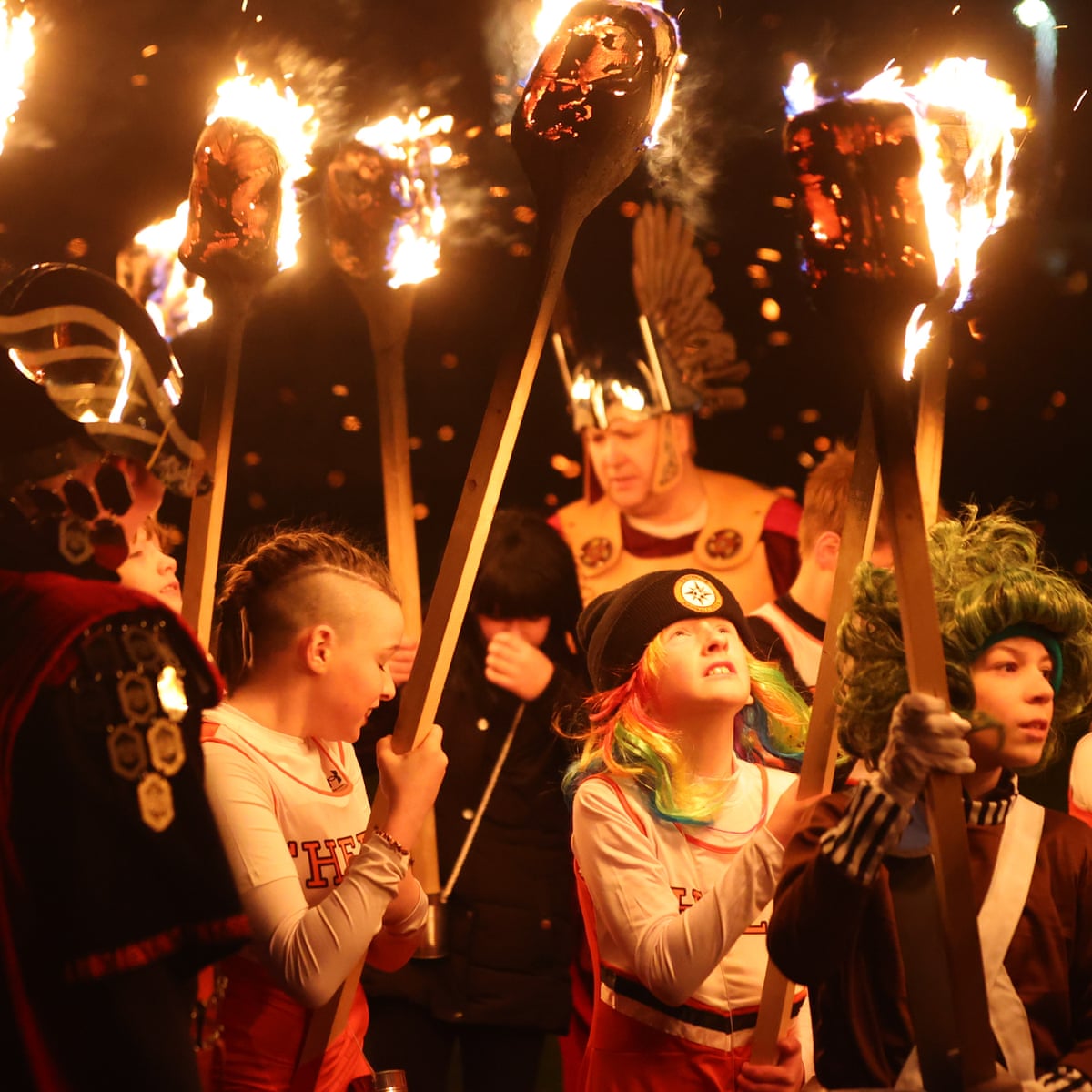 Lerwick holds Up Helly Aa fire festival with women taking part for first time | Scotland | The Guardian