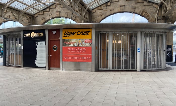 Closed food concessions at Sheffield Station.