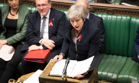 Theresa May addresses the Commons during a heated prime minister’s questions