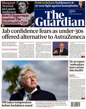 Guardian front page 8 April.