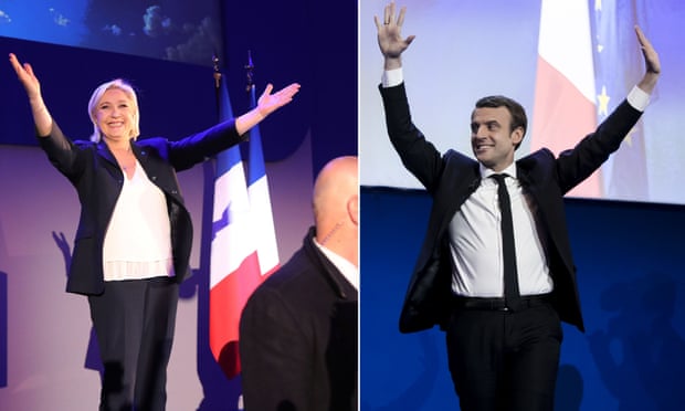 Independent centrist Macron estimated to have taken 23.7% of vote with National Front leader Le Pen on 21.7%; official results to follow