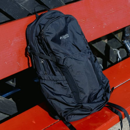 Columbia Titanium Triple Canyon 24l on a red bench