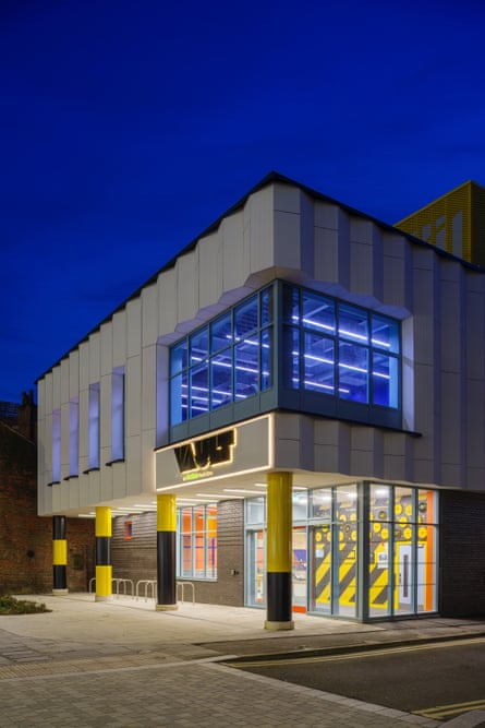 Haçienda heritage … Vault Youth Zone in Preston. with black and yellow pillars