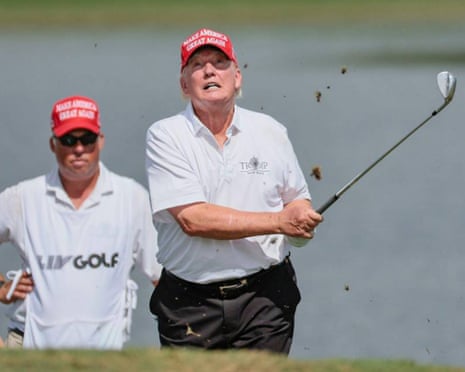 Donald Trump playing golf in Doral, Florida, 27 October 2022.