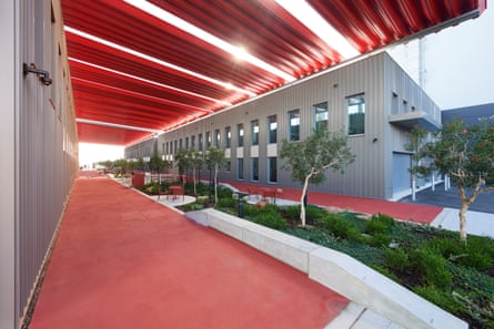 The central walkway between sound stages at Perth Film Studios