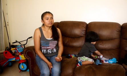 Nuvia Perez, 37, and her two-year-old son Andy Perez, 2, in their home at Jordan Downs.