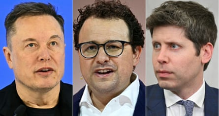 Composite of Elon Musk, Dario Amodei and Sam Altman