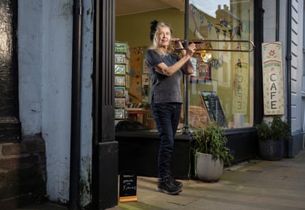 Noreen Davies outside her cafe in Leominster, Herefordshire, which doubles as a music venue