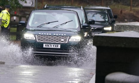 Cars carrying members of the royal family – including the Duke of Cambridge, Duke of York and Earl and Countess of Wessex arriving at Balmoral this evening.